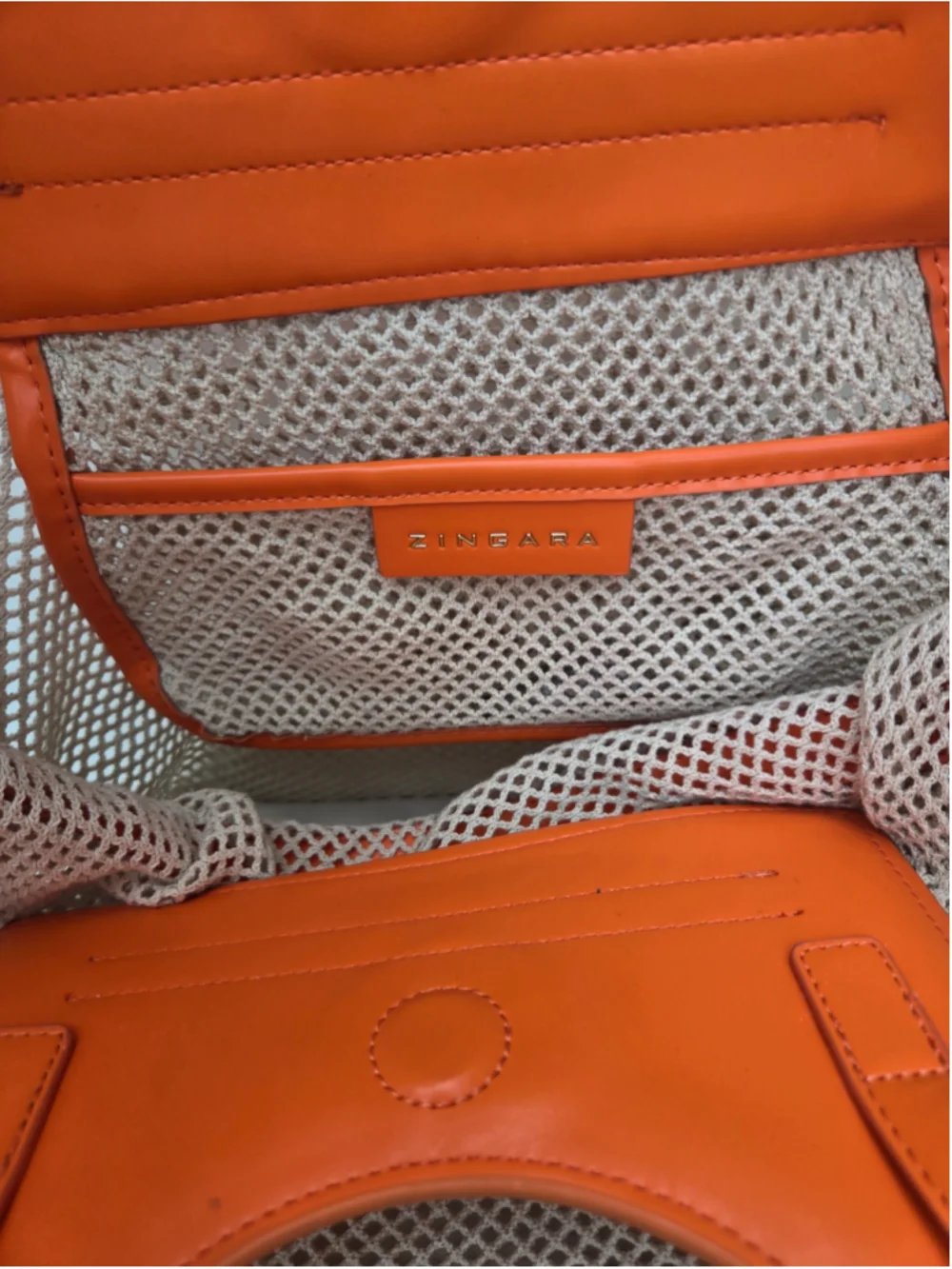 Women's Zingara Orange & Beige Mesh Tote Bag One Size